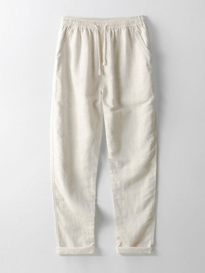 Knitted Geometric Rhombus Jacquard Cuban Shirt & Straight Leg Linen Pants