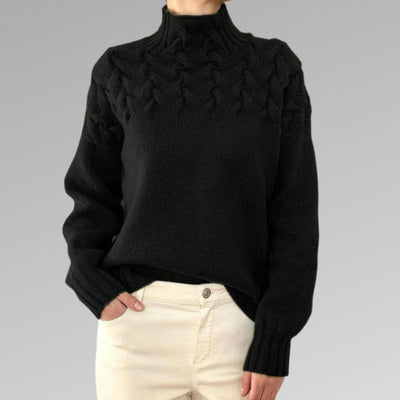 Eva - Women's Sweater with Cable Knit Detail