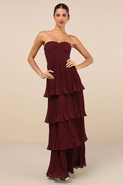 Velmara ™ | Strapless Layered Ruffle Maxi Dress