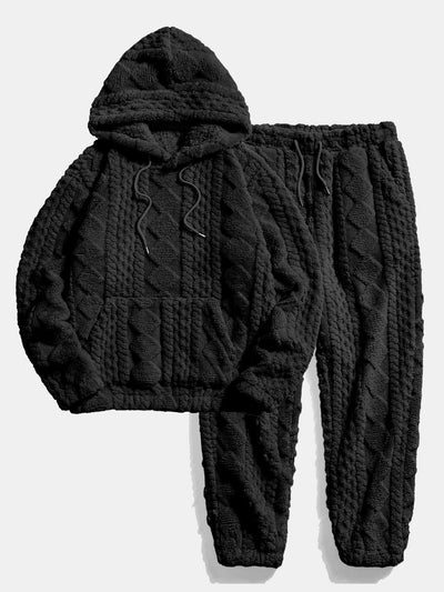 Geometry Jacquard Teddy Hoodie & Jogger Pants