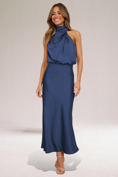 VALENTINA | Elegantes Satinkleid mit raffinierten Details 