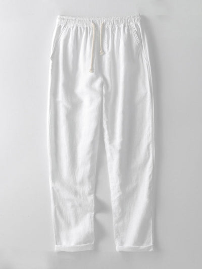 Knitted Geometric Rhombus Jacquard Cuban Shirt & Straight Leg Linen Pants