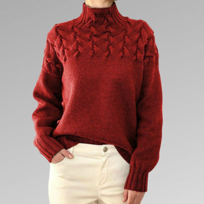 Eva - Women's Sweater with Cable Knit Detail