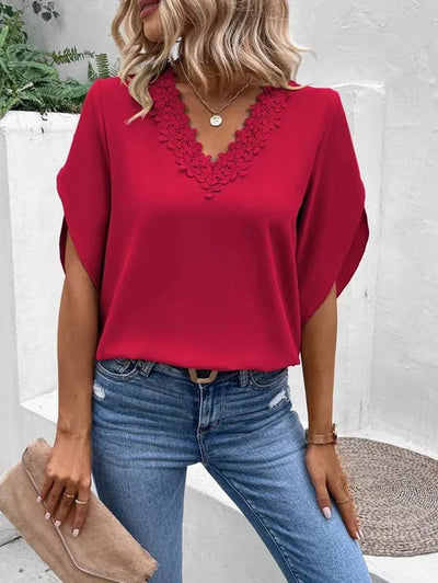 Comfortable Casual Lace V-Neck