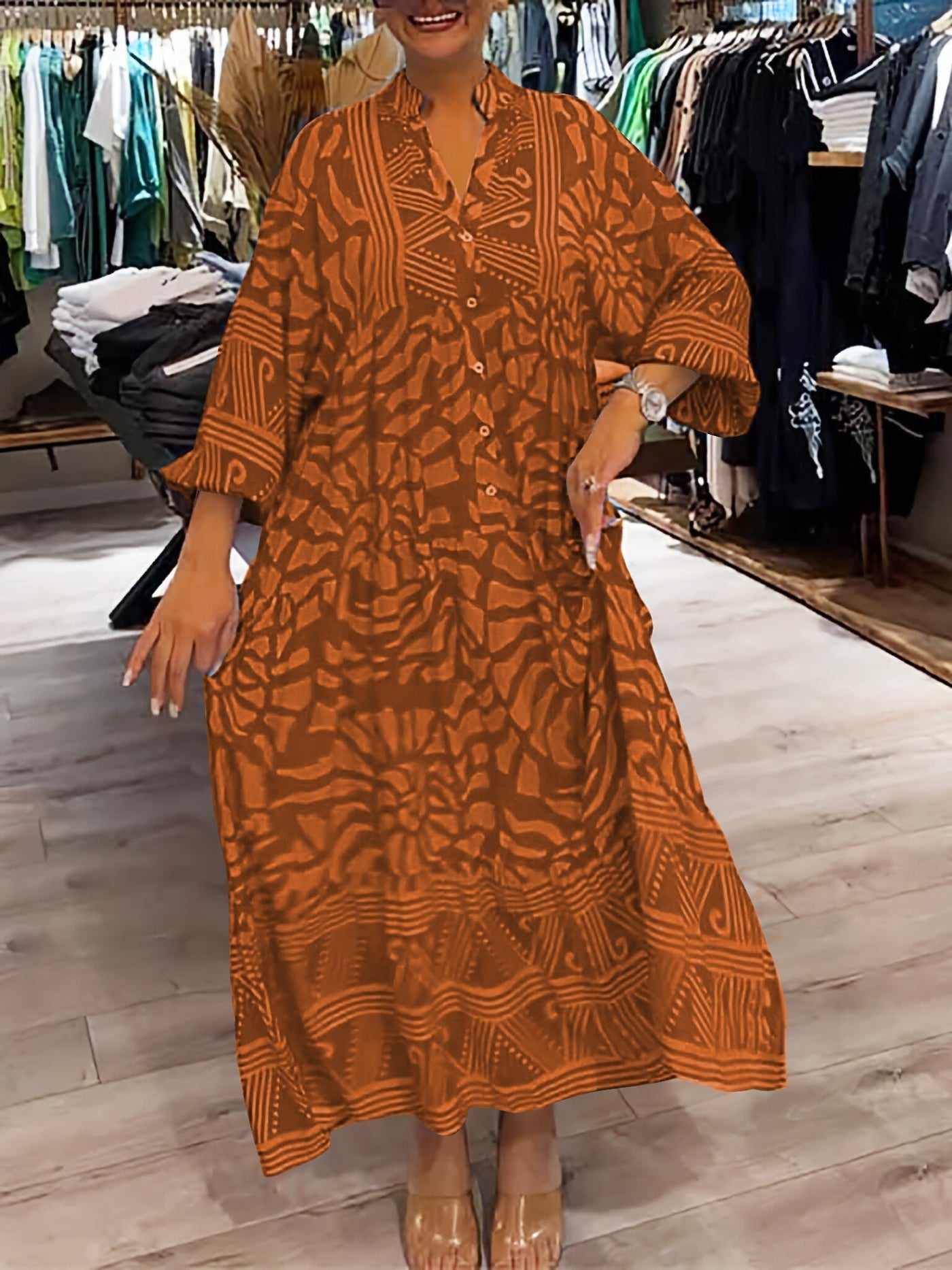 Mira | Bedrucktes Kleid mit V-Ausschnitt (fast ausverkauft)