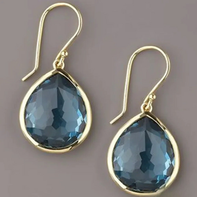 Vintage Blaue Kristall Tropfen Ohrringe