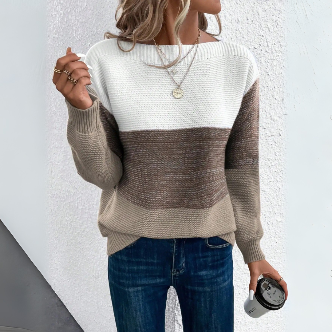 Clara - Elegant Three-Color Patchwork Sweater