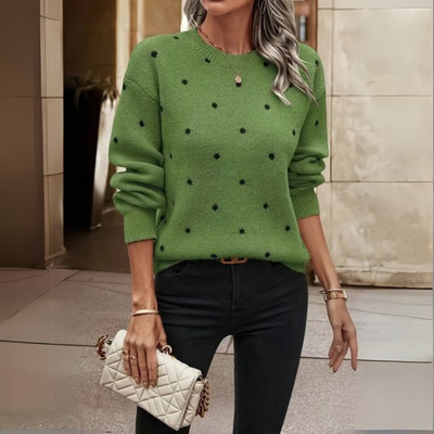 Ava – Casual Long-Sleeve Knit Sweater with Dots Pattern