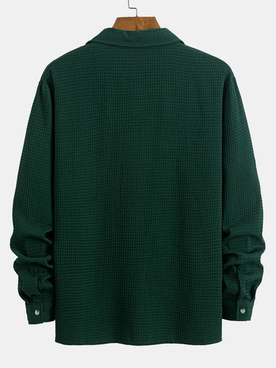 Long Sleeve Waffle Cuban Collar Shirt