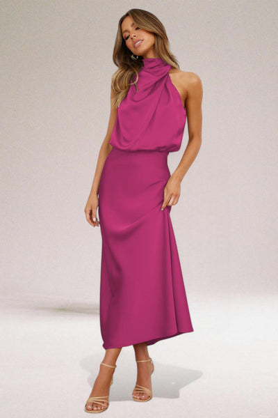 VALENTINA | Elegantes Satinkleid mit raffinierten Details 