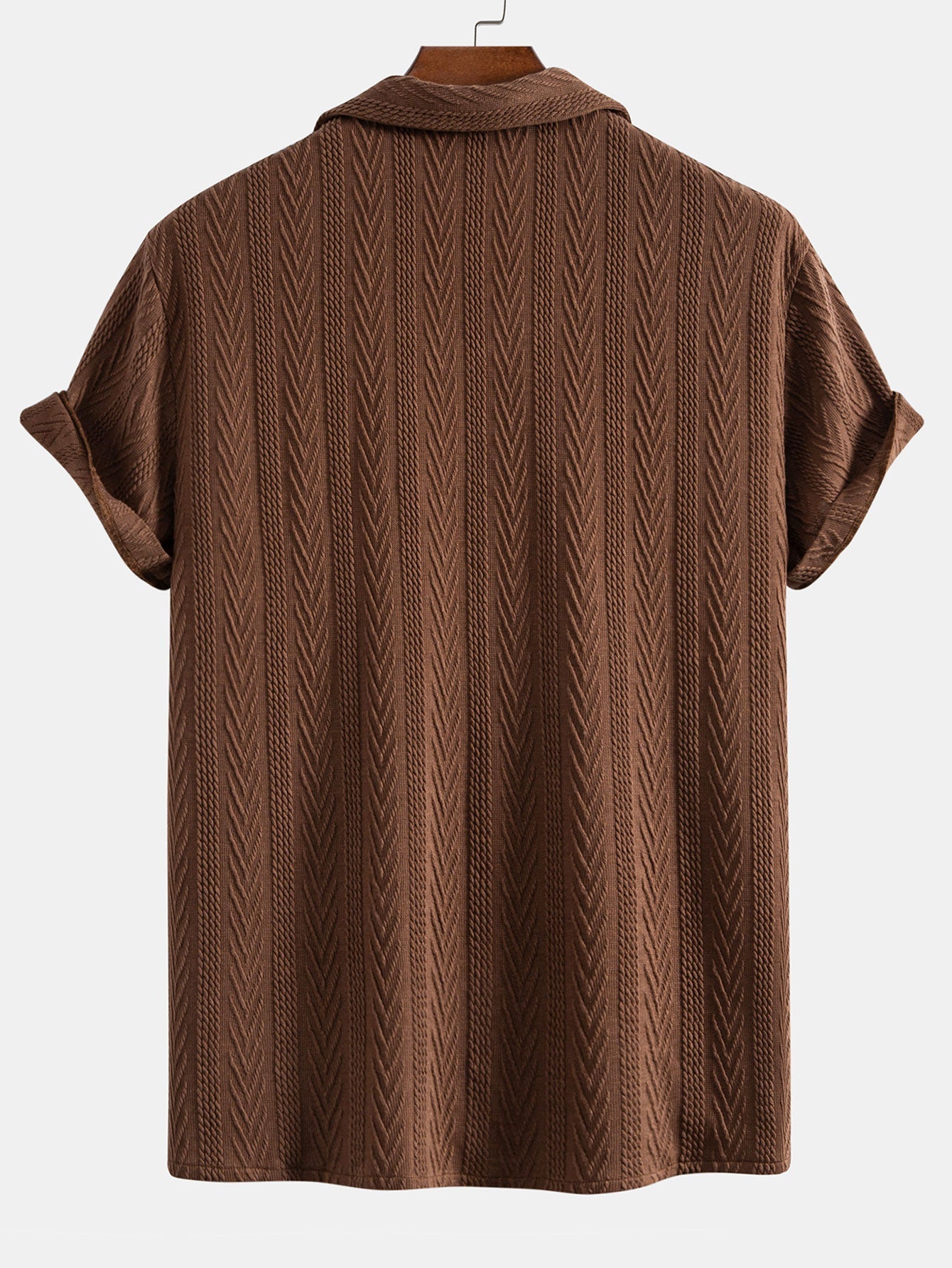 Texture Jacquard Cuban Shirt & Wrinkle Textured Straight Leg Pants