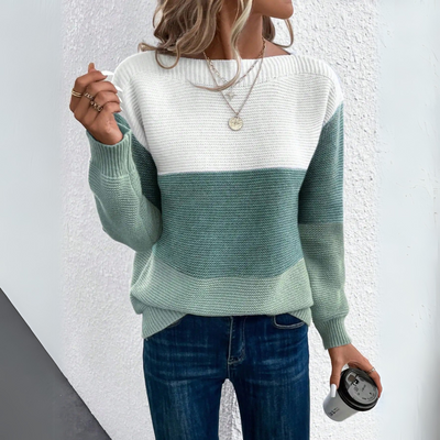 Clara - Elegant Three-Color Patchwork Sweater