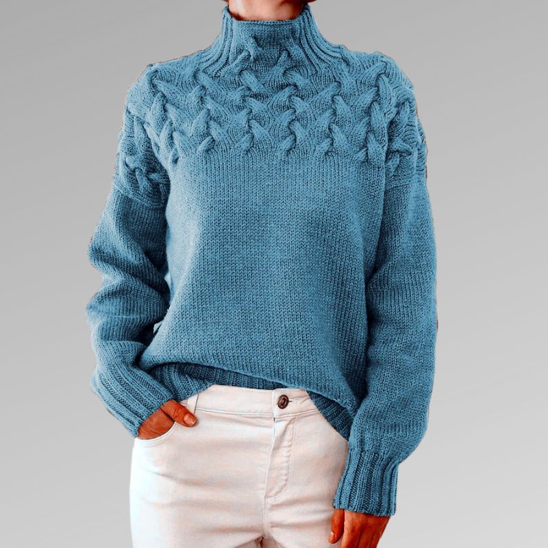 Eva - Women's Sweater with Cable Knit Detail