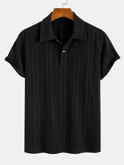 Knitted Geometric Rhombus Jacquard Polo
