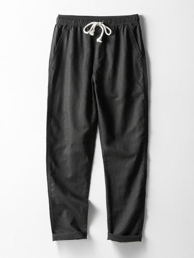 Knitted Geometric Rhombus Jacquard Cuban Shirt & Straight Leg Linen Pants