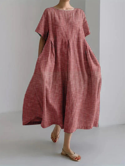 Ladies Casual With Retro Stripe Design Loose Dress