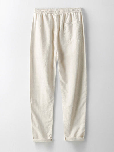 Knitted Geometric Rhombus Jacquard Cuban Shirt & Straight Leg Linen Pants