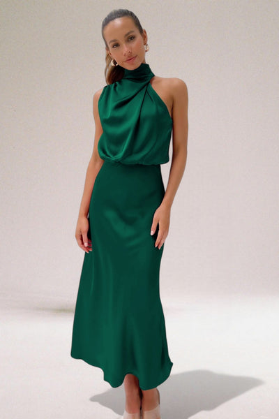 VALENTINA | Elegantes Satinkleid mit raffinierten Details 