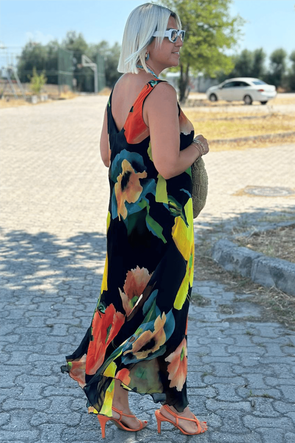 Ivy™ - Elegant floral print maxi dress in chiffon and silk