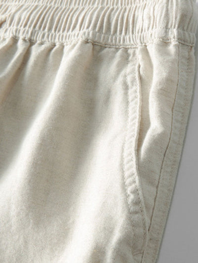 Knitted Geometric Rhombus Jacquard Cuban Shirt & Straight Leg Linen Pants