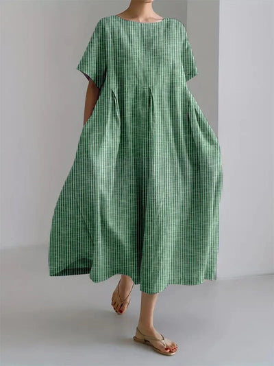Ladies Casual With Retro Stripe Design Loose Dress