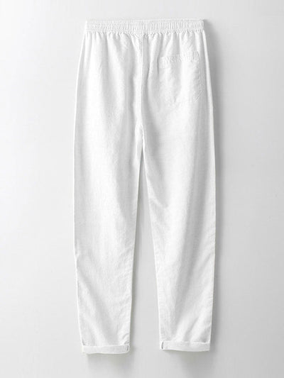 Long Sleeve Stand Collar Shirt & Straight Leg Linen Pants