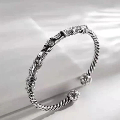 Aurelius - Handgemaakte open armband met lotusdetail