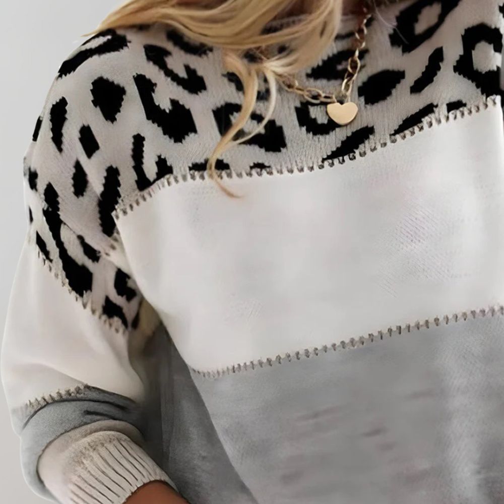 Cheyenne - Casual Sweater with Leopard Design