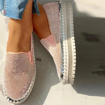 Liveli - Chaussures à plateforme respirantes à enfiler avec strass pour femmes