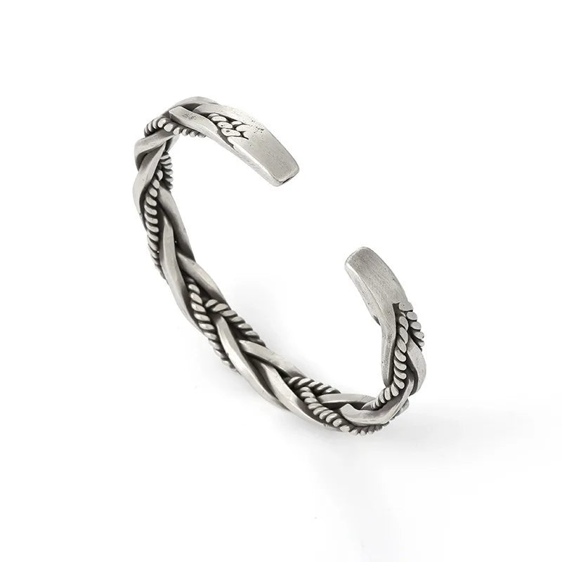 Helix - Twisted sterling silver bangle with rope detail