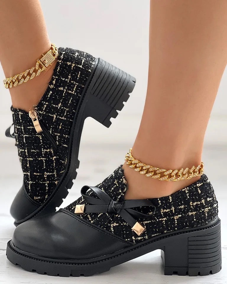 Liveli Damenschuhe mit dicken Absätzen und hohen Absätzen 