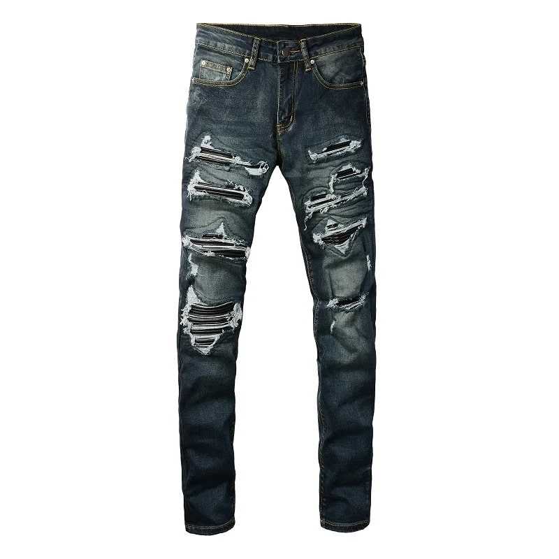 Rugged Dark Wash Distressed Jeans