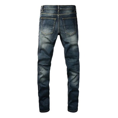 Rugged Dark Wash Distressed Jeans
