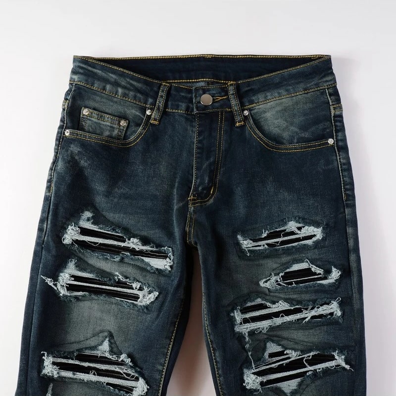 Rugged Dark Wash Distressed Jeans
