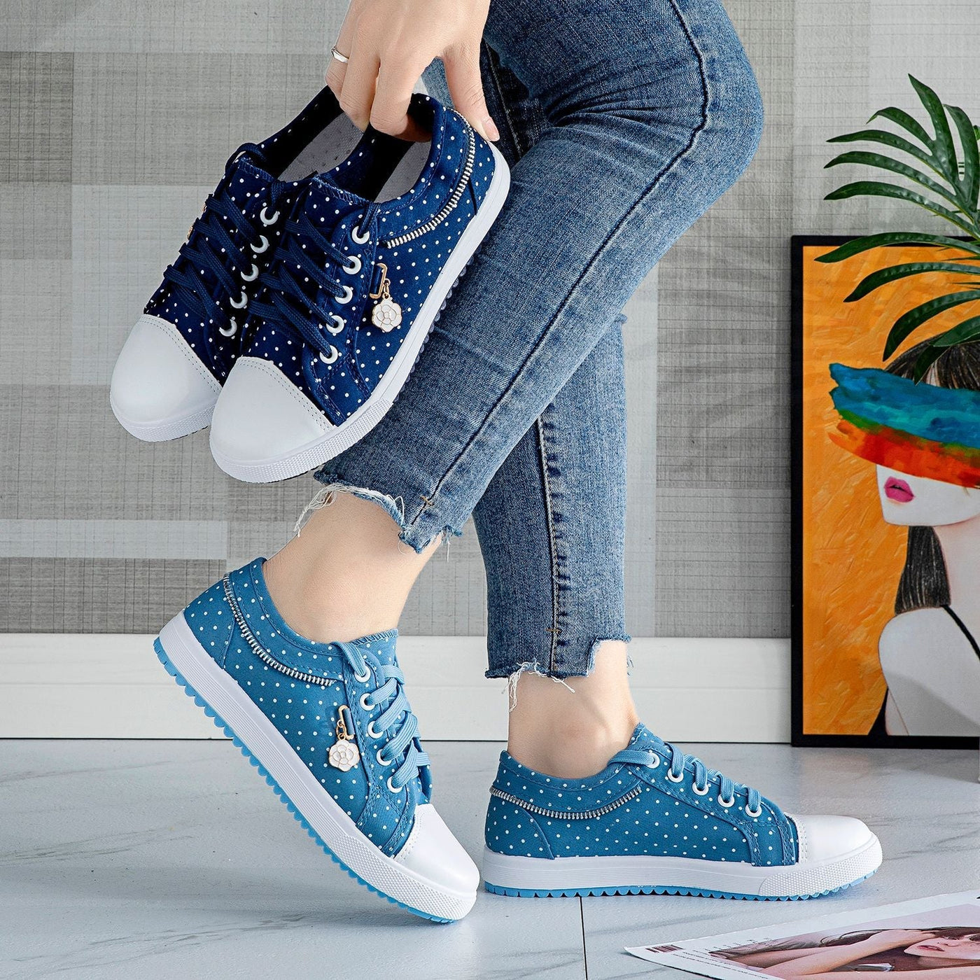 Chaussures en denim ajouré Liveli, chaussures en tissu respirant