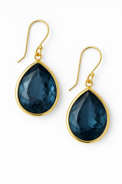 Vintage Blaue Kristall Tropfen Ohrringe