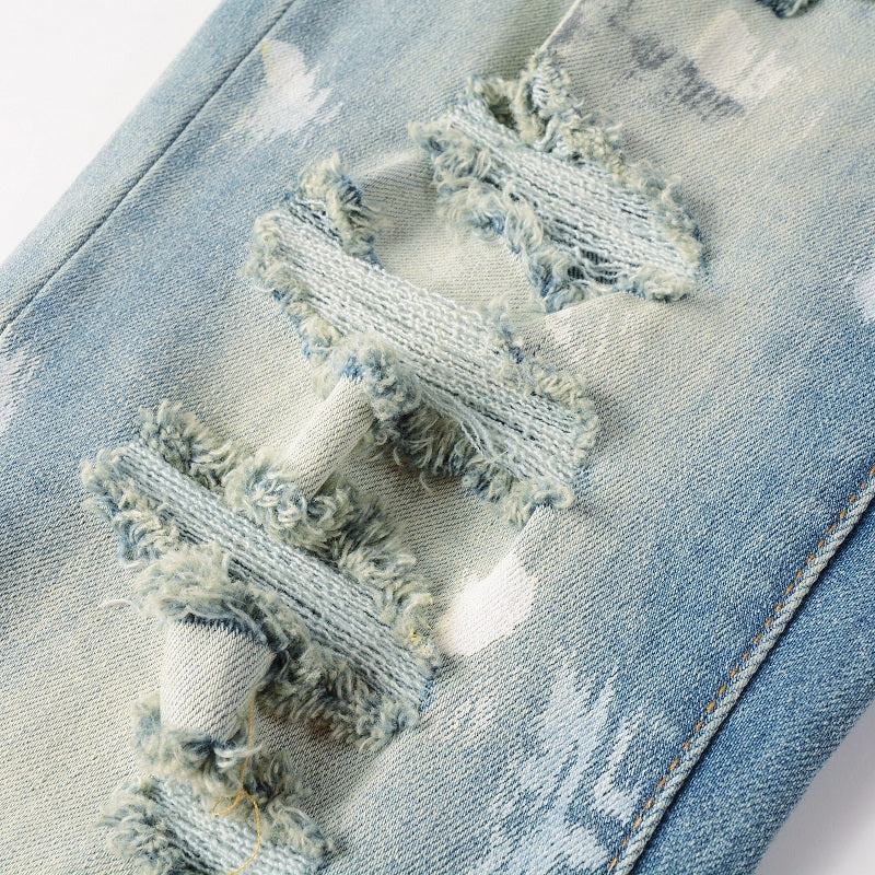 Frost Wash Distressed Jeans