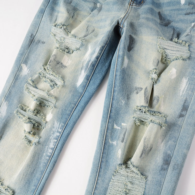 Frost Wash Distressed Jeans