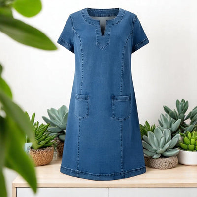 Lily | Weiches Jeanskleid mit Vordertaschen
