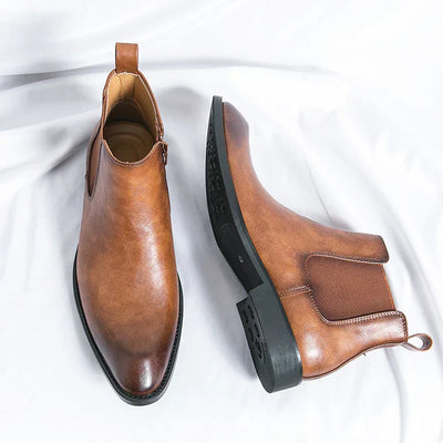 Cooper | Chelsea Leather Boots with Zipper