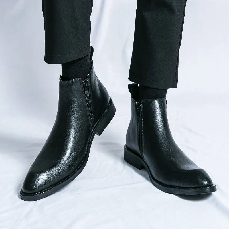 Cooper | Chelsea Leather Boots with Zipper