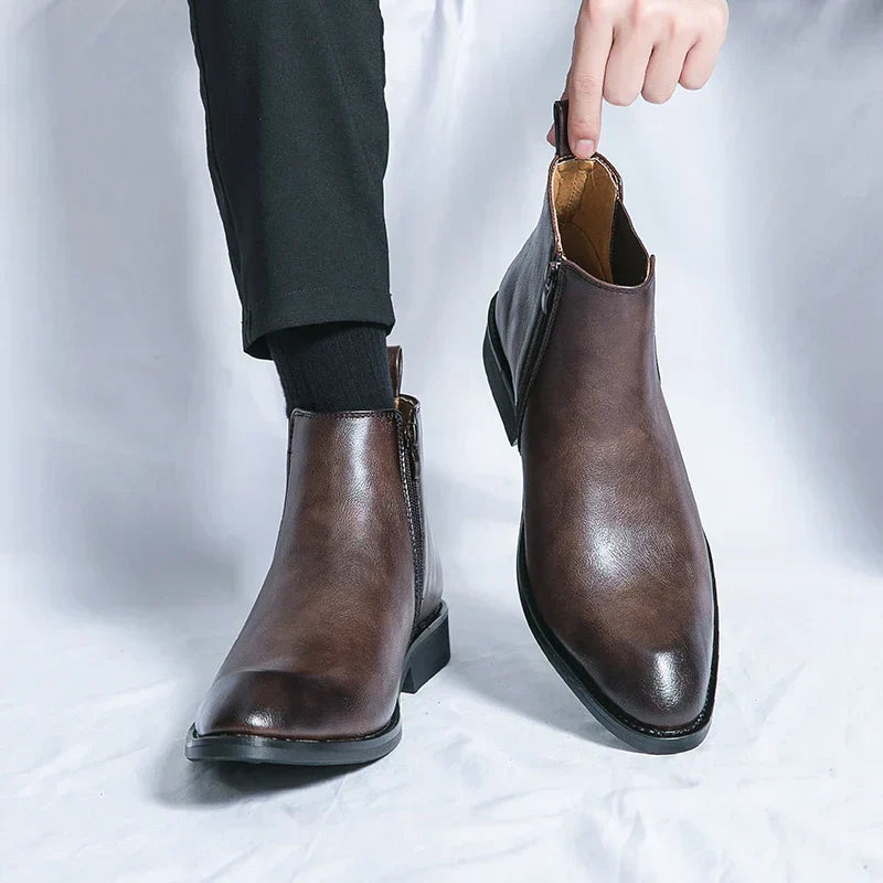 Cooper | Chelsea Leather Boots with Zipper