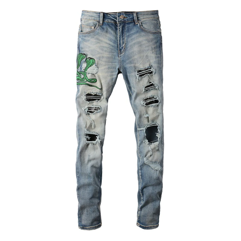 Serpent Strike Distressed Jeans