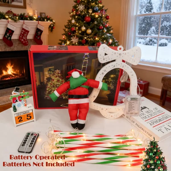 🎄Rebajas navideñas 2025🎅Lámpara navideña de Papá Noel subiendo escaleras 2025