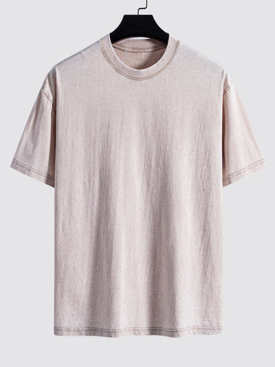 Basic Washed Distressed Drop Shoulder Oversize T-Shirt