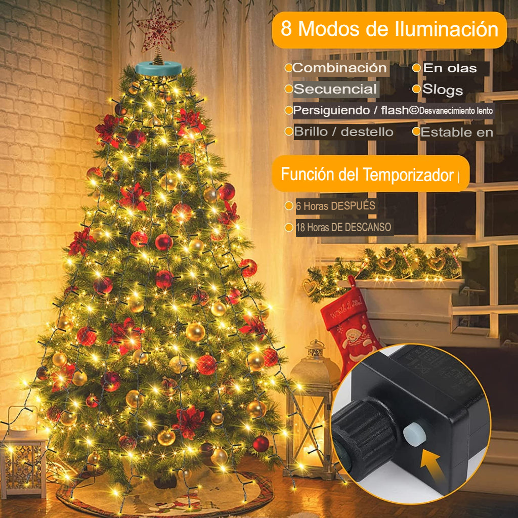 🎁Oferta navideña anticipada 50% de descuento🎄Anillo de luz en cascada para árbol de Navidad