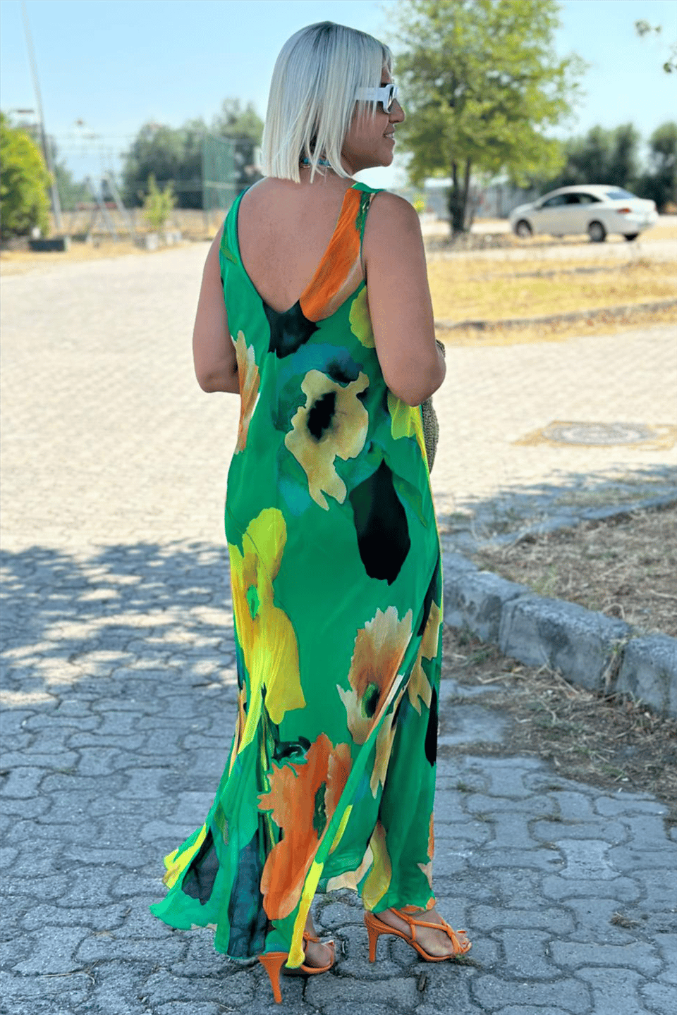 Ivy™ - Elegant floral print maxi dress in chiffon and silk