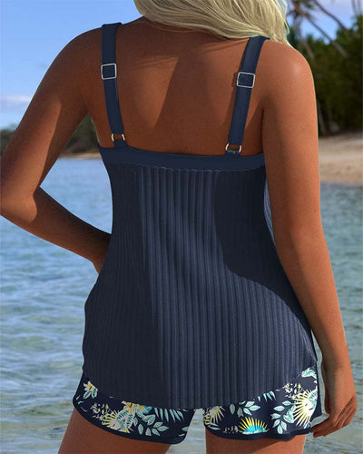 Liveli® | Gestreifter Tankini mit zweiteiligen Strandshorts