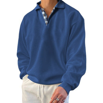 Albert - Long-sleeved men's hooded jumper with V-neck