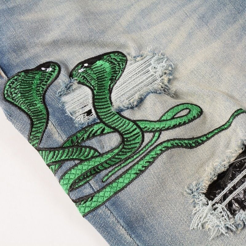 Serpent Strike Distressed Jeans